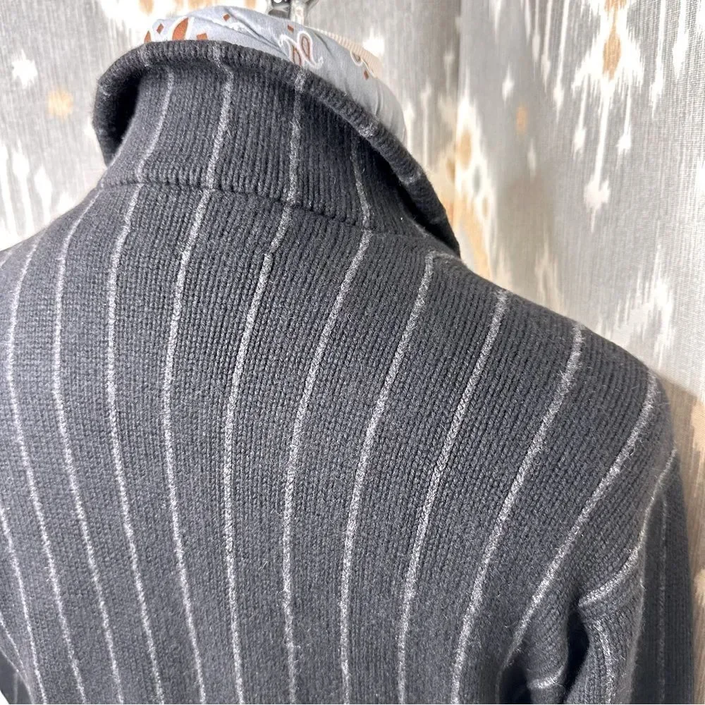 Vtg Polo Ralph Lauren Chalk Stripe Cashmere Double Breasted Blazer Knit Cardigan